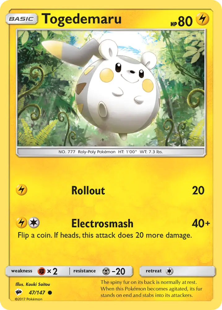 Togedemaru (47/147) [Sun & Moon: Burning Shadows] - Pokemon Single