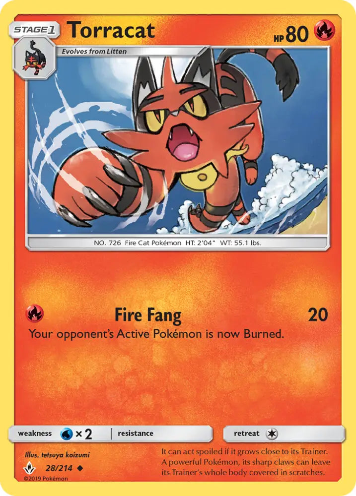 Torracat (28/214) [Sun & Moon: Unbroken Bonds] - Pokemon Single