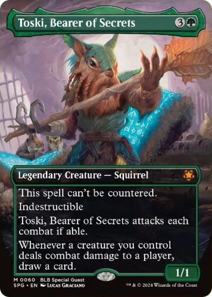 Toski Bearer of Secrets (Borderless) [Bloomburrow Special Guests] - MTG Single