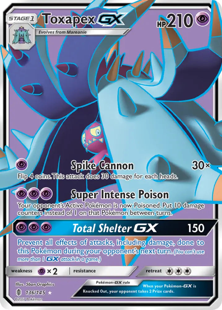 Toxapex GX (136/145) [Sun & Moon: Guardians Rising] - Pokemon Single