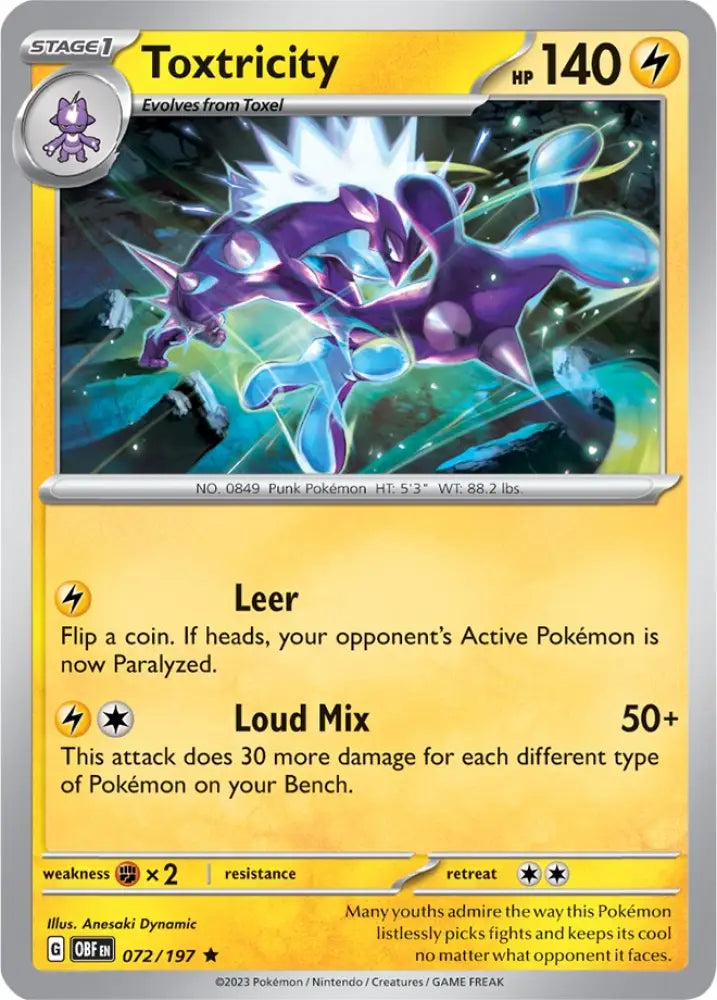 Toxtricity (072/197) (Theme Deck Exclusive) [Scarlet & Violet: Obsidian Flames] - Pokemon Single