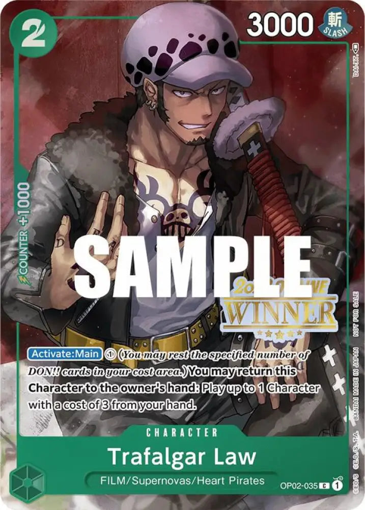 Trafalgar Law (Offline Regional 2023) [Winner] (OP02-035) [One Piece Promotion Cards]