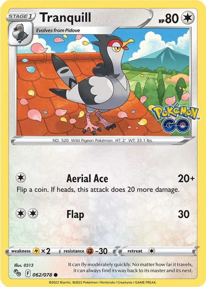 Tranquill (062/078) [Pokémon GO] - Pokemon Single
