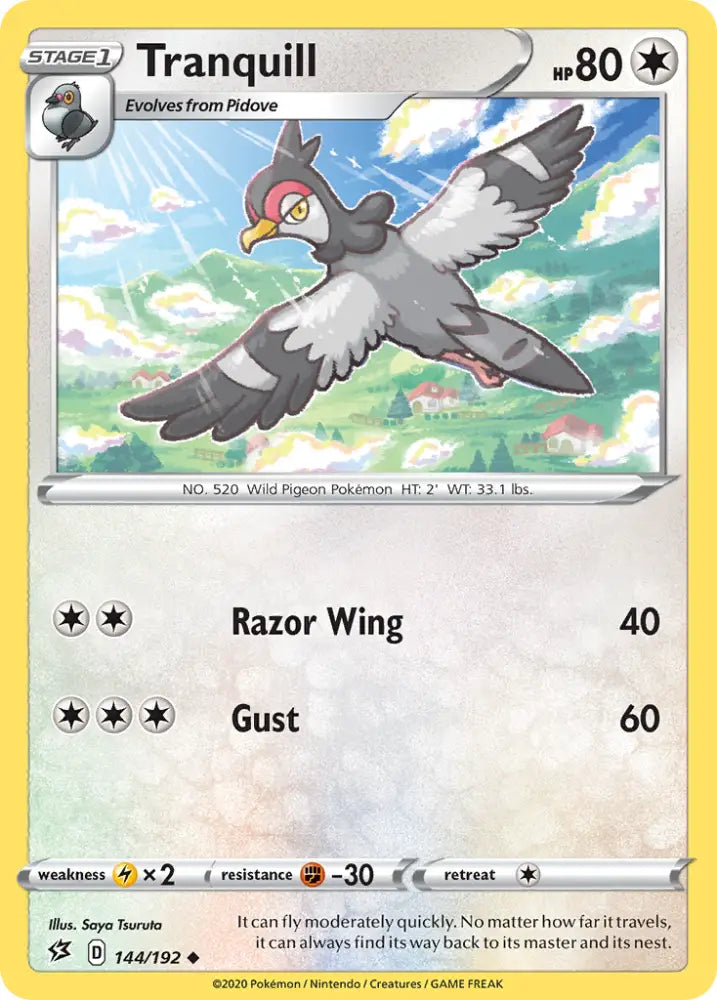 Tranquill (144/192) [Sword & Shield: Rebel Clash] - Pokemon Single