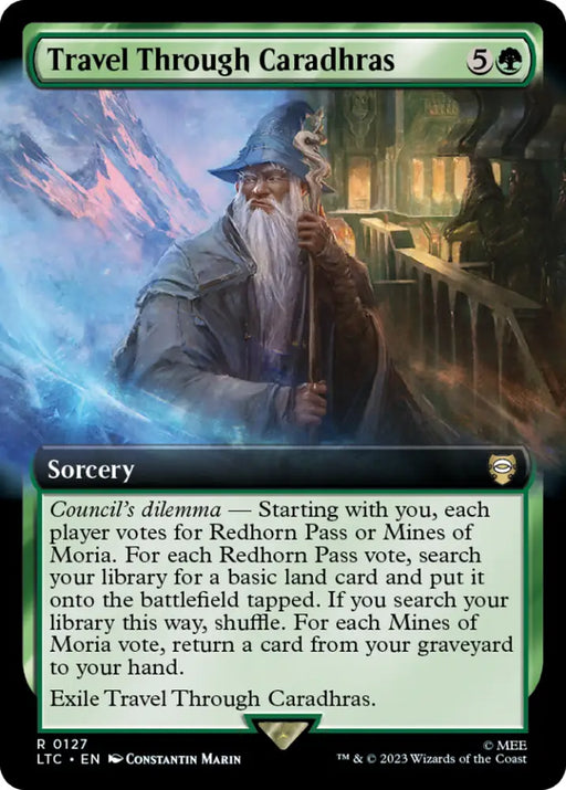 Travel Through Caradhras (Extended Art) [The Lord of the Rings: Tales of Middle-Earth Commander] - MTG Single