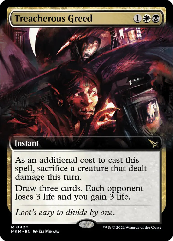 Treacherous Greed (Extended Art) [Murders at Karlov Manor] - MTG Single