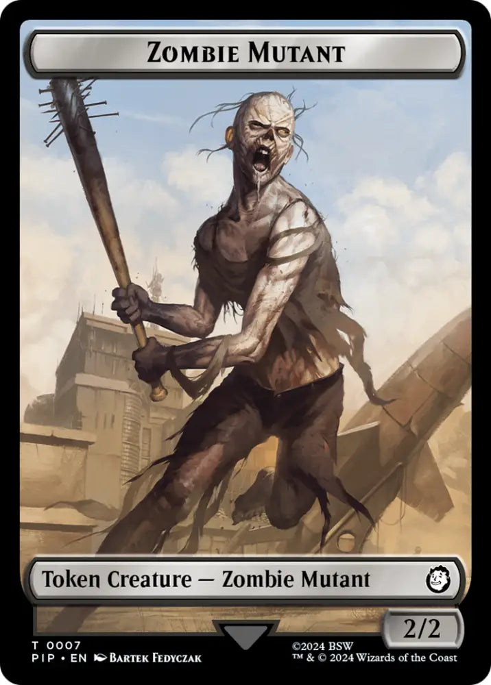 Treasure (0018) // Zombie Mutant Double-Sided Token [Fallout Tokens] - MTG Single