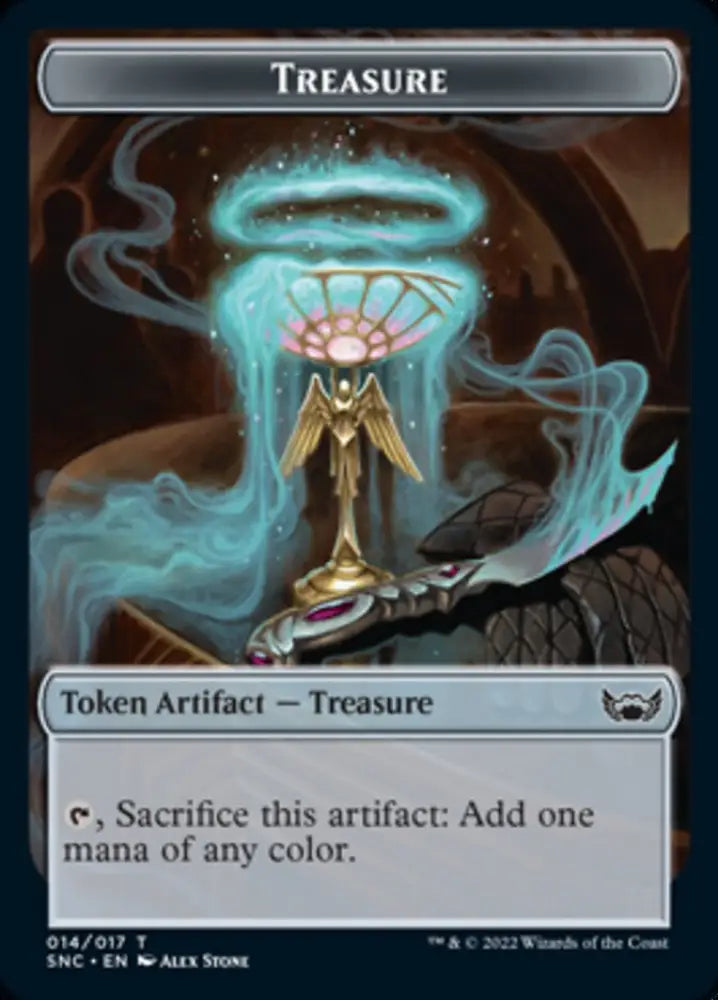 Treasure (014) // Rhino Warrior Double-Sided Token [Streets of New Capenna Tokens] - MTG Single