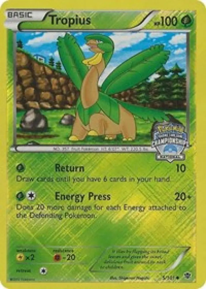Tropius (5/101) (National Championship Promo) [Black & White: Plasma Blast] - Pokemon Single