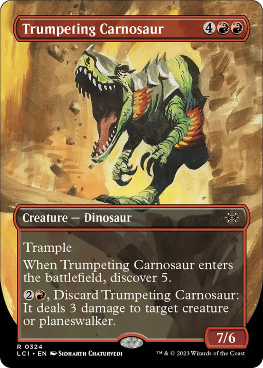 Trumpeting Carnosaur (Borderless) [The Lost Caverns of Ixalan] - MTG Single