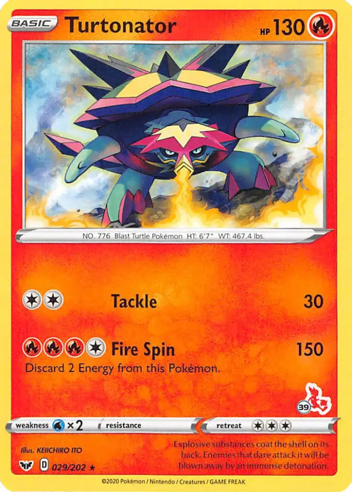 Turtonator (029/202) (Cinderace Stamp #39) [Battle Academy 2022] - Pokemon Single