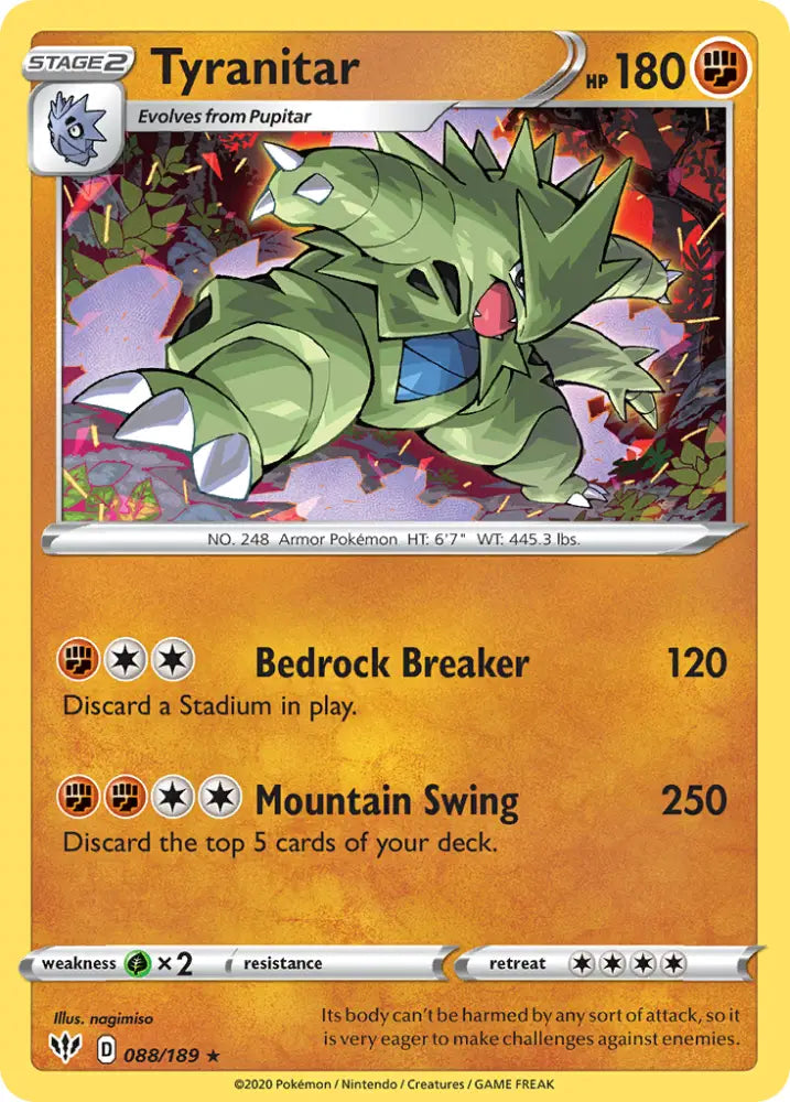 Tyranitar (088/189) [Sword & Shield: Darkness Ablaze] - Pokemon Single