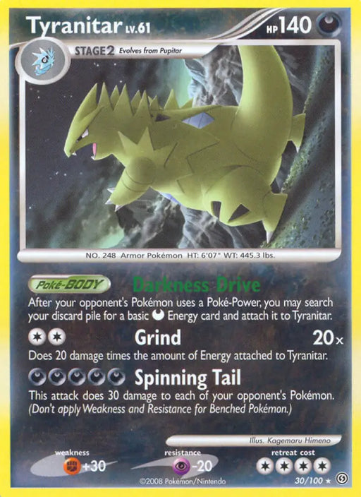 Tyranitar (30/100) (Theme Deck Exclusive) [Diamond & Pearl: Stormfront] - Pokemon Single