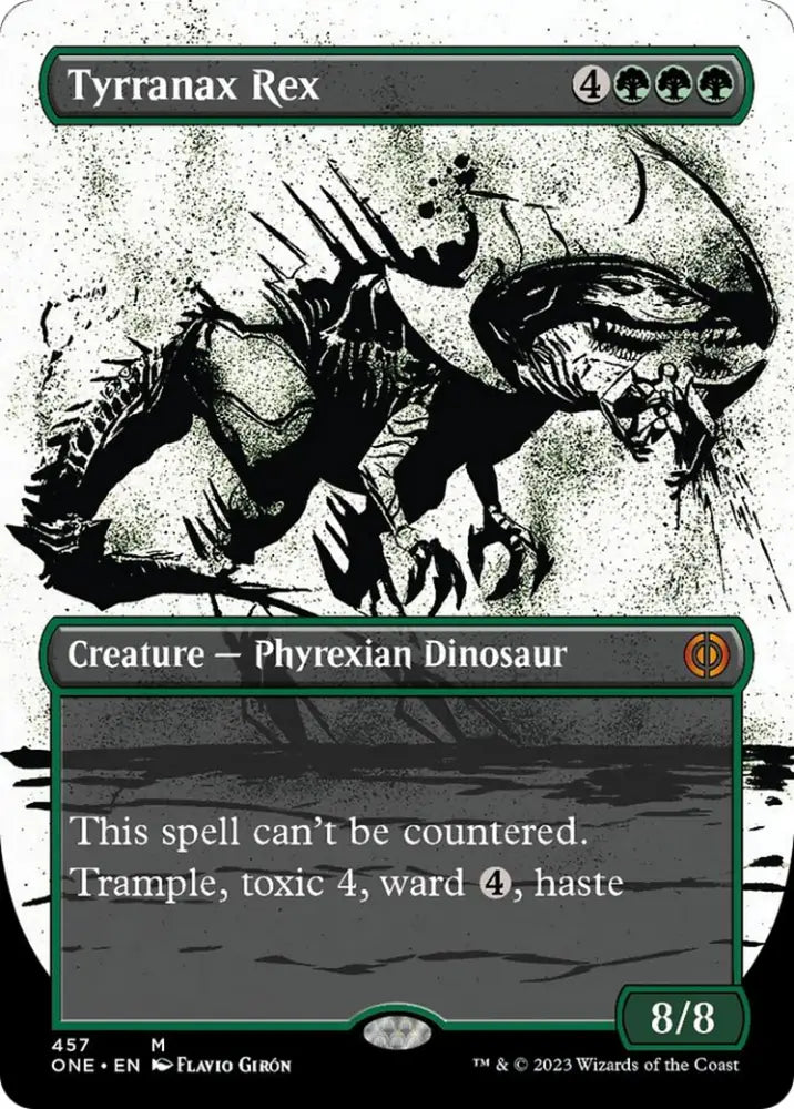 Tyrranax Rex (Borderless Ichor Step-and-Compleat Foil) [Phyrexia: All Will Be One] - MTG Single
