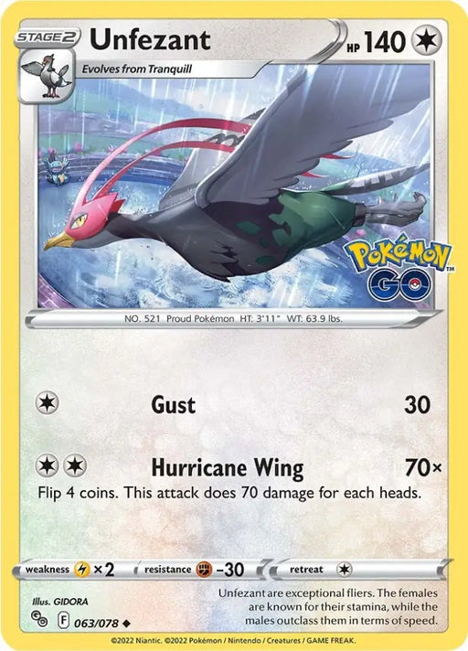 Unfezant (063/078) [Pokémon GO] - Pokemon Single