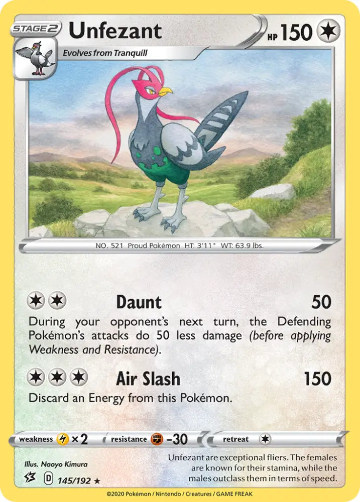 Unfezant (145/192) [Sword & Shield: Rebel Clash] - Pokemon Single
