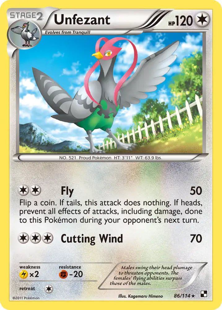 Unfezant (86/114) [Black & White: Base Set] - Pokemon Single