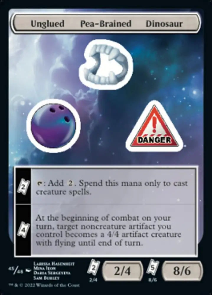 Unglued Pea-Brained Dinosaur [Unfinity Stickers] - MTG Single