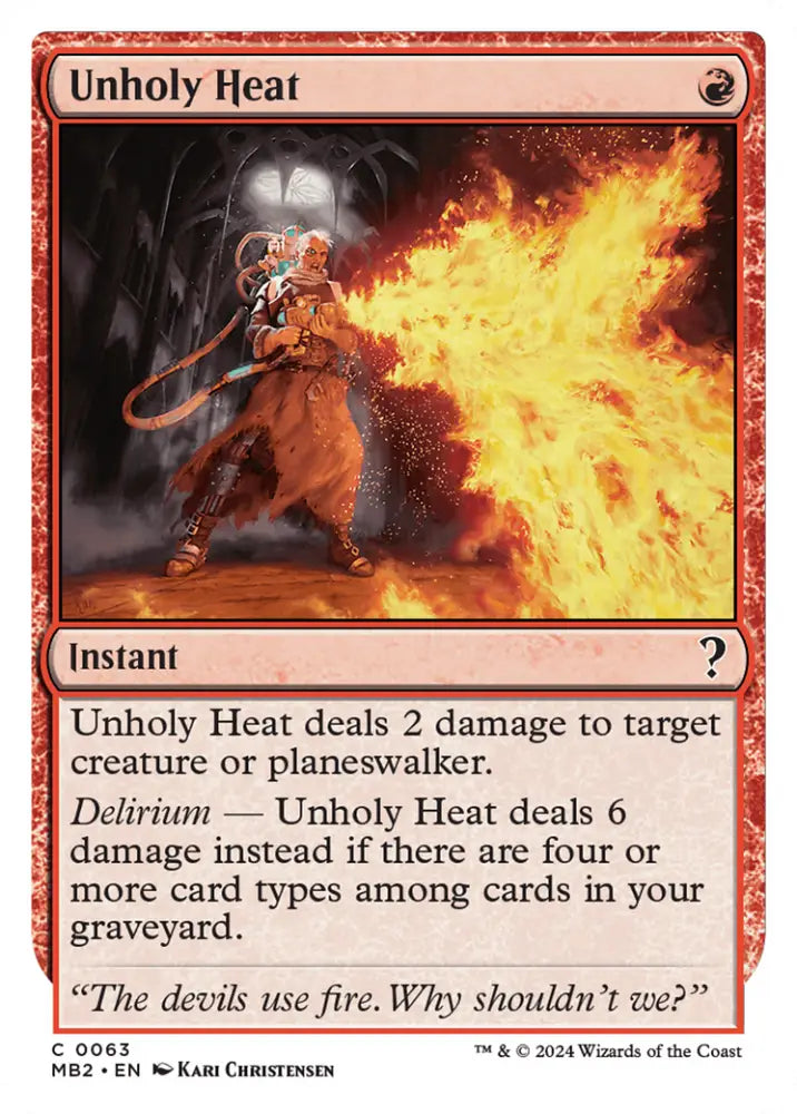 Unholy Heat (White Border) [Mystery Booster 2] - MTG Single