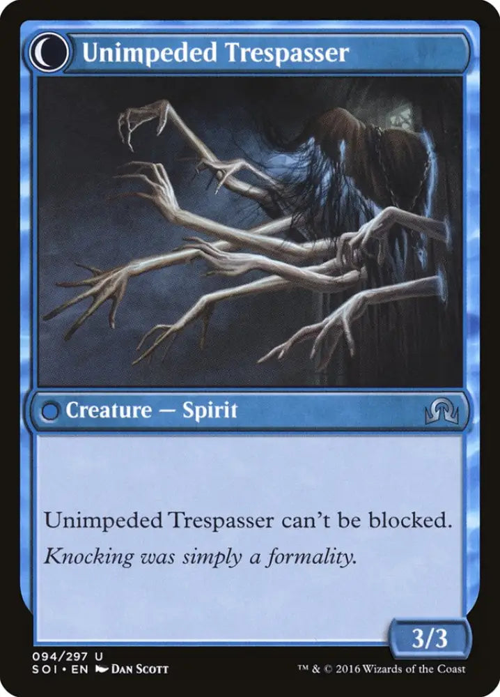 Uninvited Geist // Unimpeded Trespasser [Shadows over Innistrad] - MTG Single