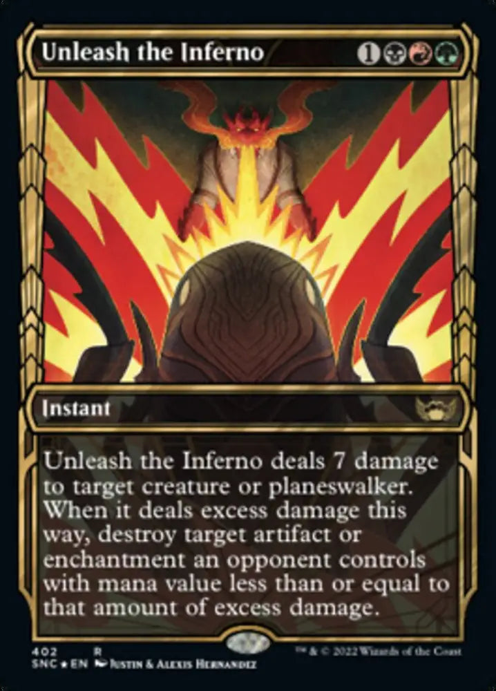 Unleash the Inferno (Showcase Golden Age Gilded Foil) [Streets of New Capenna] - MTG Single