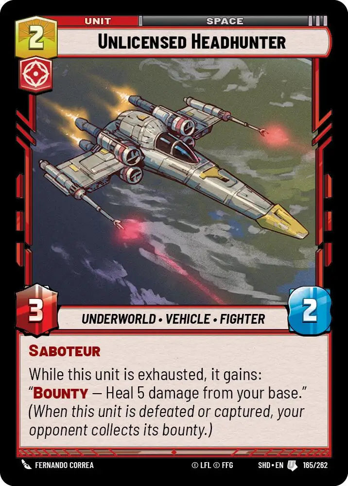 Unlicensed Headhunter (165/262) [Shadows of the Galaxy] - Star Wars: Unlimited Single