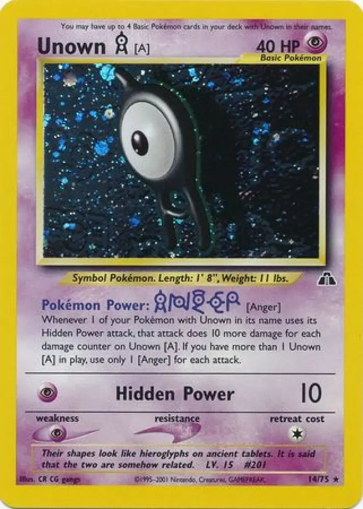 Unown [A] (14/75) [Neo Discovery Unlimited] - Pokemon Single