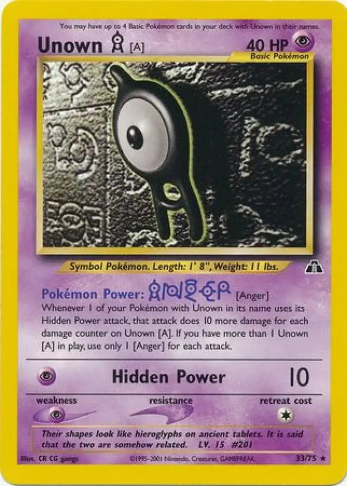 Unown [A] (33/75) [Neo Discovery Unlimited] - Pokemon Single
