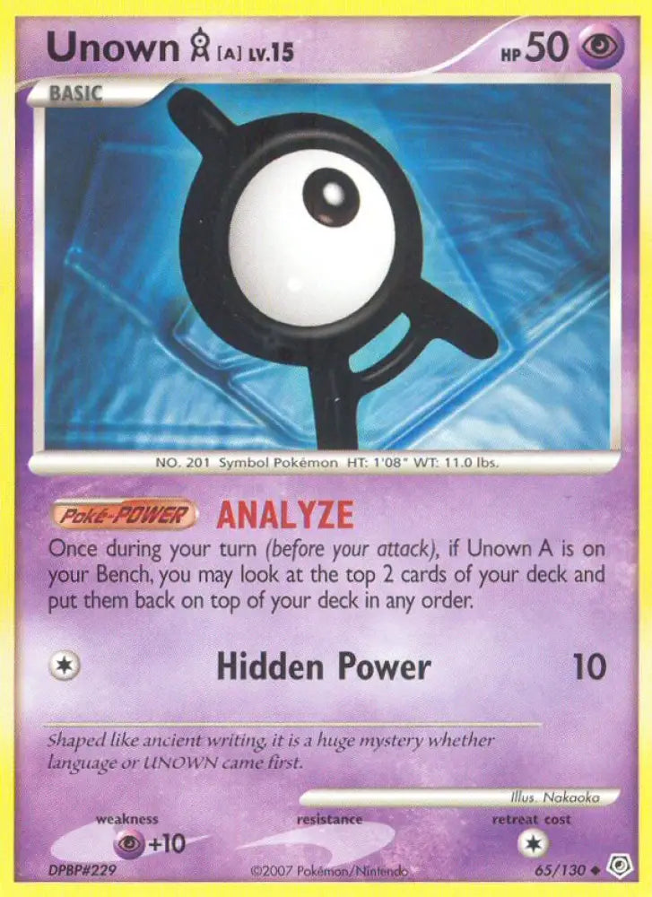 Unown A (65/130) [Diamond & Pearl: Base Set] - Pokemon Single