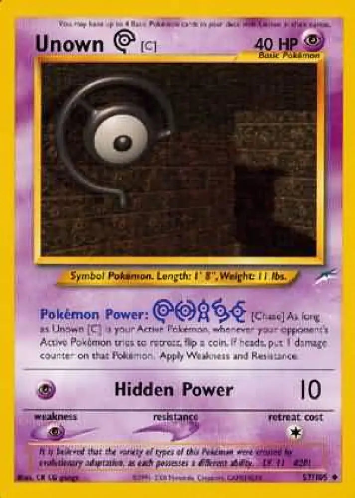 Unown [C] (57/105) [Neo Destiny Unlimited] - Pokemon Single