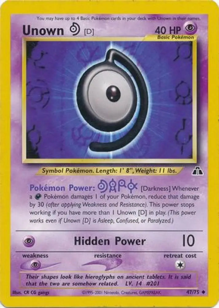 Unown [D] (47/75) [Neo Discovery Unlimited] - Pokemon Single