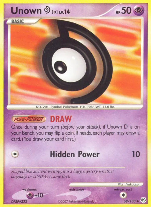 Unown D (68/130) [Diamond & Pearl: Base Set] - Pokemon Single
