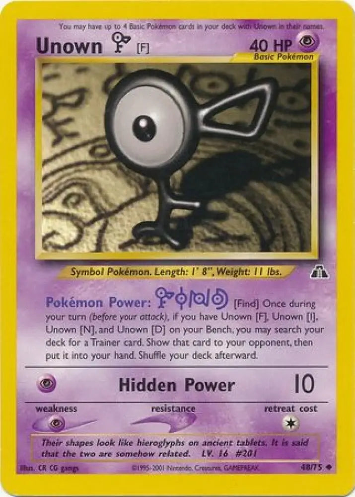 Unown [F] (48/75) [Neo Discovery Unlimited] - Pokemon Single