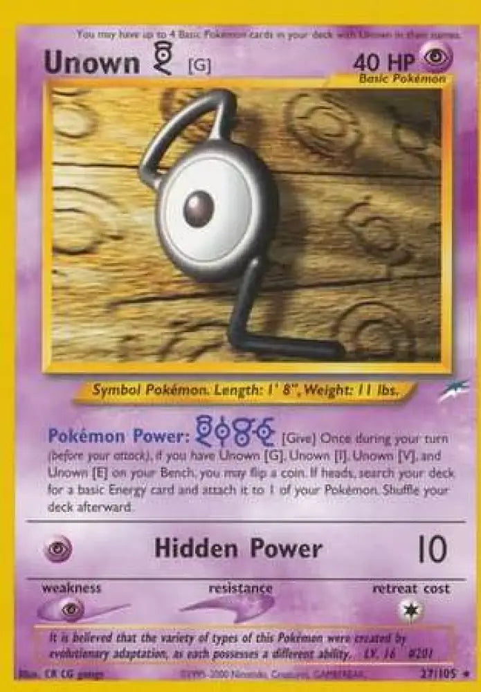 Unown [G] (27/105) [Neo Destiny Unlimited] - Pokemon Single