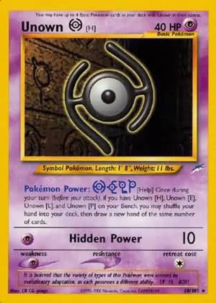 Unown [H] (28/105) [Neo Destiny Unlimited] - Pokemon Single