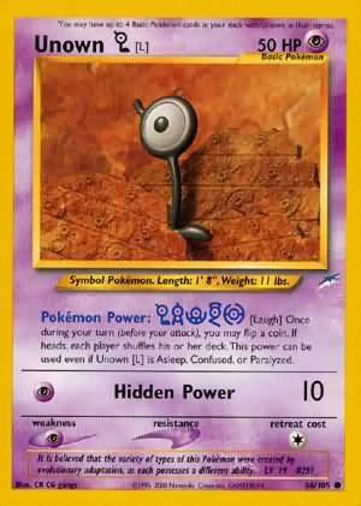 Unown [L] (86/105) [Neo Destiny Unlimited] - Pokemon Single