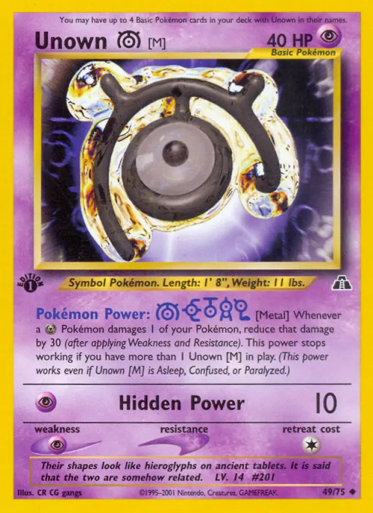 Unown [M] (49/75) [Neo Discovery 1st Edition] - Pokemon Single