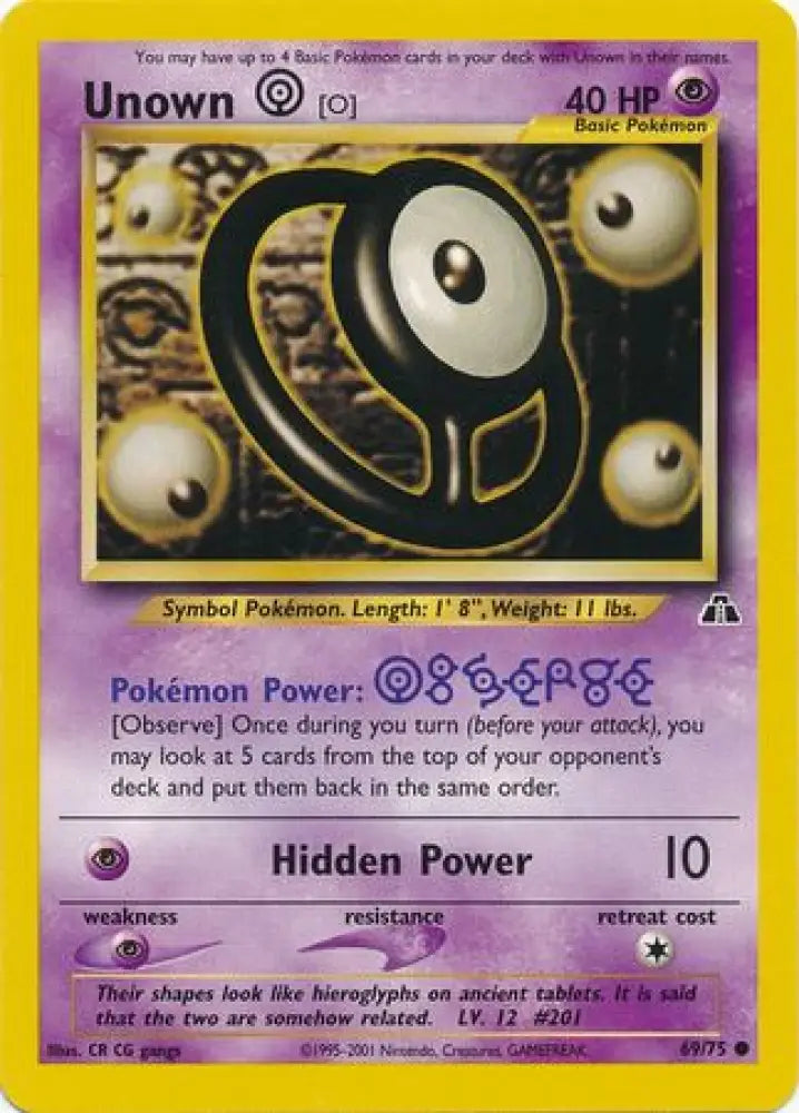 Unown [O] (69/75) [Neo Discovery Unlimited] - Pokemon Single