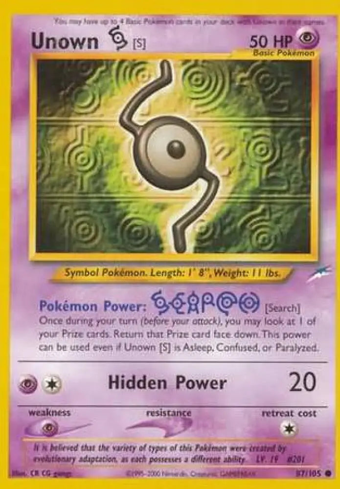 Unown [S] (87/105) [Neo Destiny Unlimited] - Pokemon Single