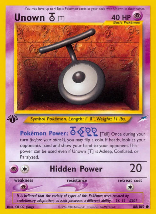 Unown [T] (88/105) [Neo Destiny 1st Edition] - Pokemon Single