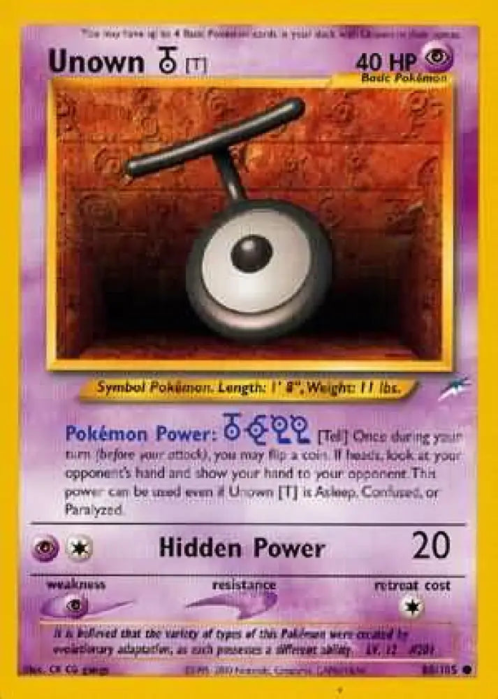 Unown [T] (88/105) [Neo Destiny Unlimited] - Pokemon Single
