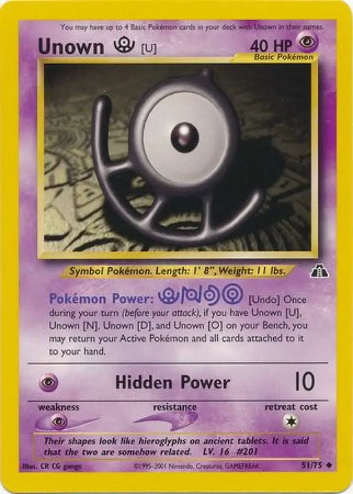 Unown [U] (51/75) [Neo Discovery Unlimited] - Pokemon Single