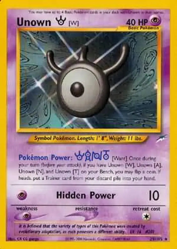 Unown [W] (29/105) [Neo Destiny Unlimited] - Pokemon Single