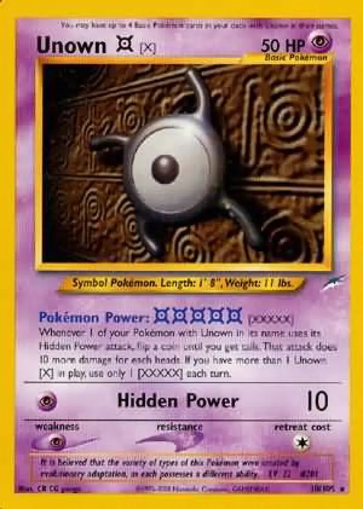Unown [X] (30/105) [Neo Destiny Unlimited] - Pokemon Single