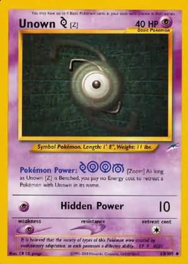 Unown [Z] (60/105) [Neo Destiny Unlimited] - Pokemon Single