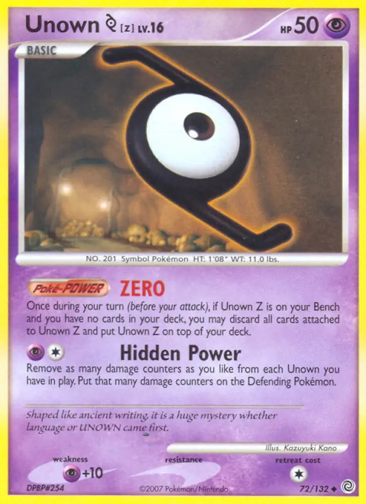 Unown Z (72/132) [Diamond & Pearl: Secret Wonders] - Pokemon Single