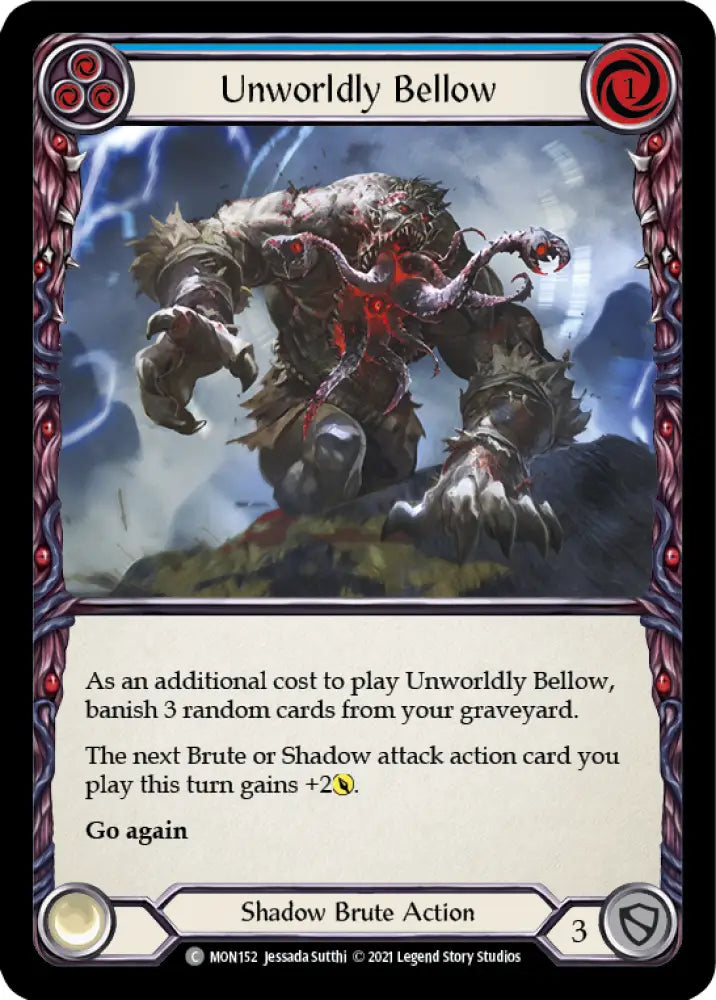 Unworldly Bellow (Blue) [Monarch 1st Edition] 1st Edition Rainbow Foil - Flesh And Blood Single