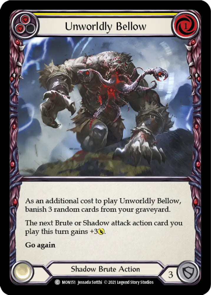 Unworldly Bellow (Yellow) [Monarch 1st Edition] 1st Edition Rainbow Foil - Flesh And Blood Single