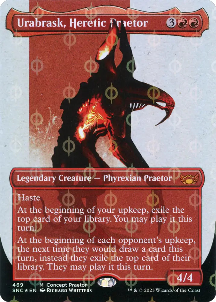 Urabrask Heretic Praetor (Borderless Concept Praetors Step-and-Compleat Foil) [Streets of New Capenna] - MTG Single
