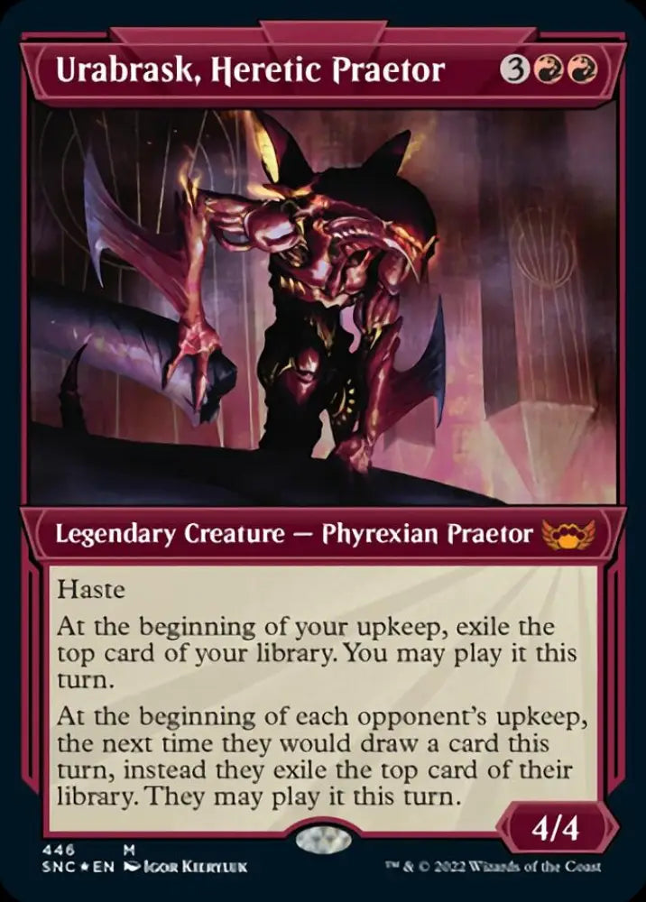 Urabrask Heretic Praetor (Showcase Art Deco Foil Etched) [Streets of New Capenna] - MTG Single